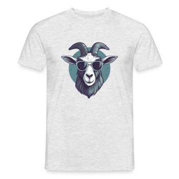 Chèvre avec lunettes de soleil, mammifère à cornes, chèvre - T-shirt homme - gris chiné - Devant - AI Model Male 178 dark (178cm)