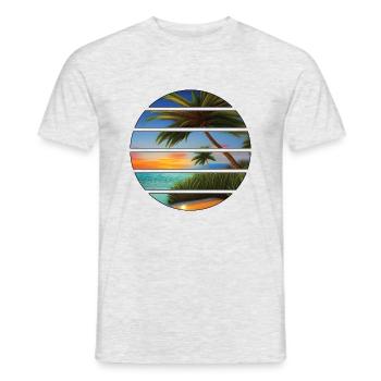 Palm Island Summer Holiday Sun Palm Beach - Men's T-Shirt - heather grey - Front - AI Model Male 178 dark (178cm)