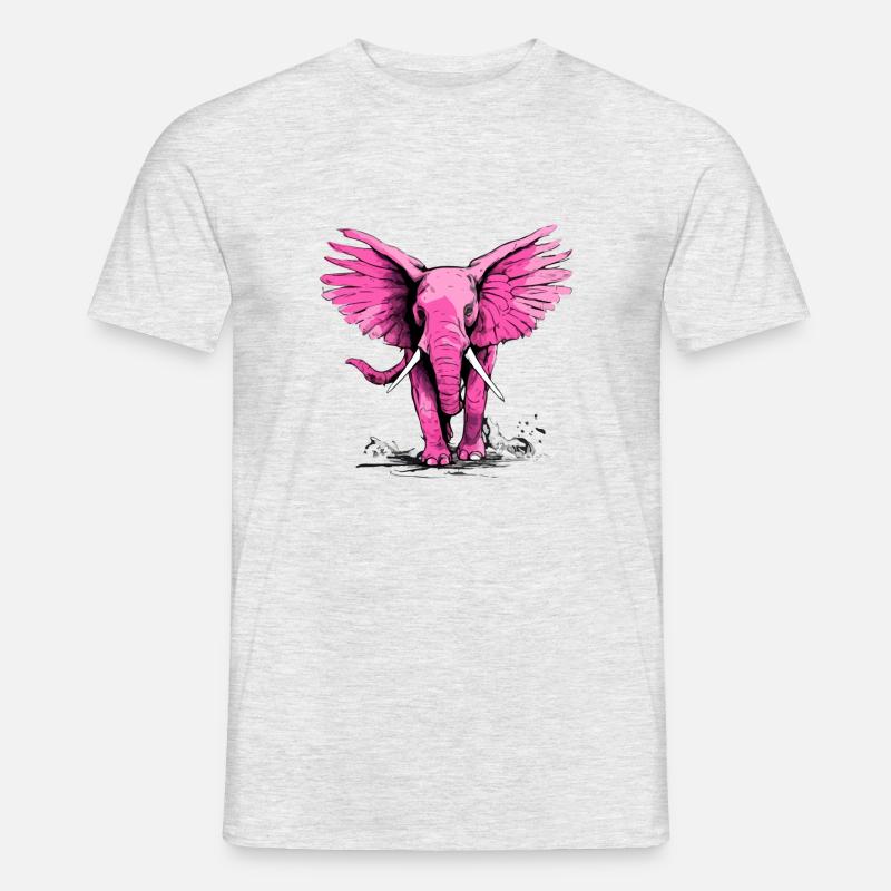 Lolo, der rosa Elefant - Männer T-Shirt - Grau meliert