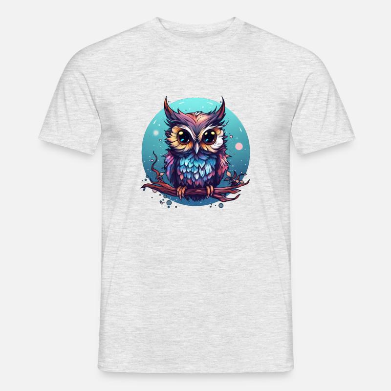 Eule - Männer T-Shirt - Grau meliert