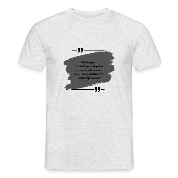 Pêcheurs : le meilleur pour trouver des excuses - T-shirt homme - gris chiné - Devant - AI Model Male 178 dark (178cm)