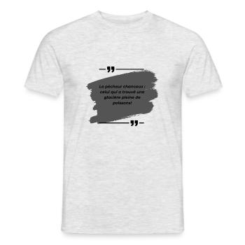 Le pêcheur chanceux : celui qui a trouvé une..... - T-shirt homme - gris chiné - Devant - AI Model Male 178 dark (178cm)