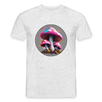Mushroom / Mushroom / Meadow / Forest / Goa / Psy - Men's T-Shirt - heather grey - Front - AI Model Male 178 dark (178cm)