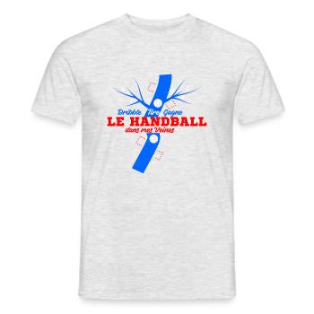 Handball Passion : Dribble, Tire, Gagne ! - T-shirt homme - gris chiné - Devant - AI Model Male 178 dark (178cm)