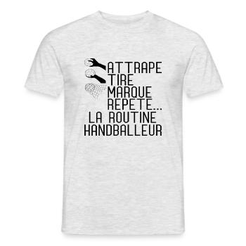 Cadeau Handball : Routine Inébranlable - T-shirt homme - gris chiné - Devant - AI Model Male 178 dark (178cm)