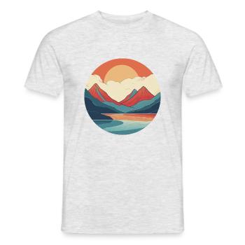Mountains with sunset - Men's T-Shirt - heather grey - Front - AI Model Male 178 dark (178cm)
