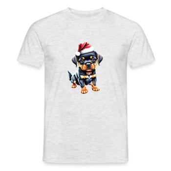 Dogs Rottweiler Christmas Puppy Dog - Men's T-Shirt - heather grey - Front - AI Model Male 178 dark (178cm)