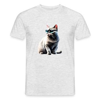 Chat, animal de compagnie, chat domestique, chaton, propriétaire de chat - T-shirt homme - gris chiné - Devant - AI Model Male 178 dark (178cm)