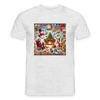 Cadeaux de Noël Gaufrette Réveillon de Noël Arbre de Noël - T-shirt homme - gris chiné - Devant - AI Model Male 178 dark (178cm)