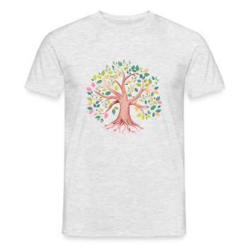Tree of Life Yoga Tree of Life Meditation - Men's T-Shirt - heather grey - Front - AI Model Male 178 dark (178cm)
