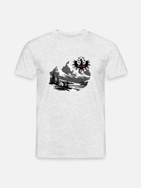 Tiroler Adler mit Berge, dem Land Tirol die Treue - Männer T-Shirt - Grau meliert