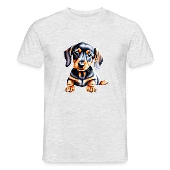 Dachshund Hund Dackelwelpe Hundehalter Hunde - Männer T-Shirt - Grau meliert - Vorne - AI Model Male 178 dark (178cm)