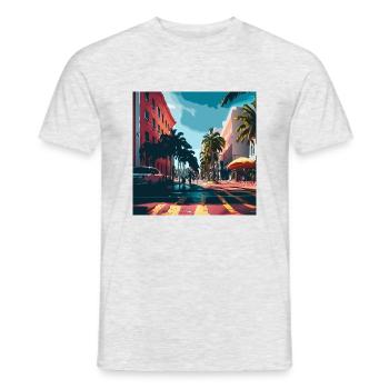 Colorfull Streets in Miami (Miami Collection) - Männer T-Shirt - Grau meliert - Vorne - AI Model Male 178 dark (178cm)