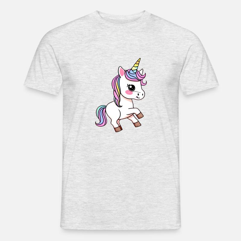 buntes Einhorn Fabeltier Mädchen süße Einhörner - Männer T-Shirt - Grau meliert