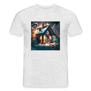 Weihnachtshaus im Schnee - Männer T-Shirt - Grau meliert - Vorne - AI Model Male 178 dark (178cm)