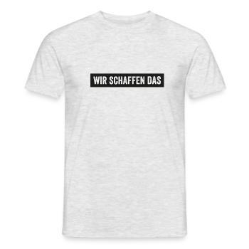 wir schaffen das - Heren T-shirt - grijs gemêleerd - Voor - AI Model Male 178 dark (178cm)