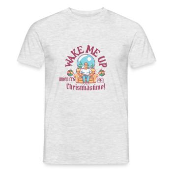WAKE ME UP WHEN IT'S CHRISTMASTIME - Männer T-Shirt - Grau meliert - Vorne - AI Model Male 178 dark (178cm)