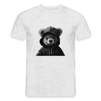 Teddy street Bear - black and white - Männer T-Shirt - Grau meliert - Vorne - AI Model Male 178 dark (178cm)