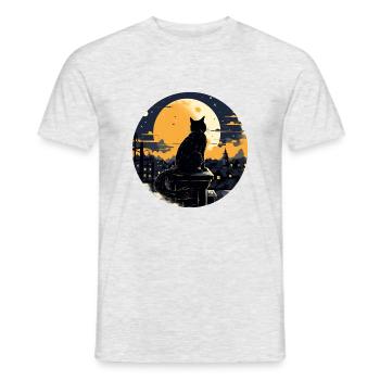 Chat de minuit - T-shirt homme - gris chiné - Devant - AI Model Male 178 dark (178cm)