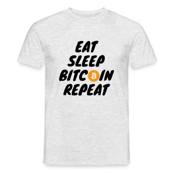 Krypto Eat sleep bitcoin repeat - Männer T-Shirt - Grau meliert - Vorne - AI Model Male 178 dark (178cm)