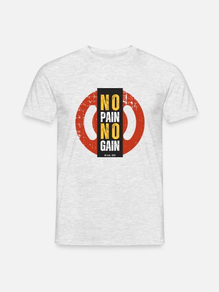 No Pain no Gain - Männer T-Shirt - Grau meliert