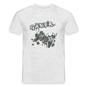 Gamer Game Play Online Computer Gaming Arcade Neon - Men's T-Shirt - heather grey - Front - AI Model Male 178 dark (178cm)