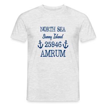 Amrum - 25946 - Nordsee Insel - Männer T-Shirt - Grau meliert - Vorne - AI Model Male 178 dark (178cm)