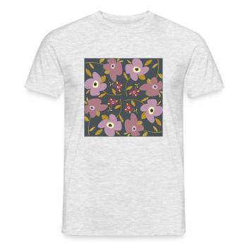 Motif de fleurs - T-shirt homme - gris chiné - Devant - AI Model Male 178 dark (178cm)