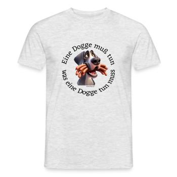 NimmersattDogge - Männer T-Shirt - Grau meliert - Vorne - AI Model Male 178 dark (178cm)