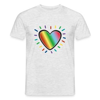 Strahlendes Herz in Regenbogen Farben - Männer T-Shirt - Grau meliert - Vorne - AI Model Male 178 dark (178cm)