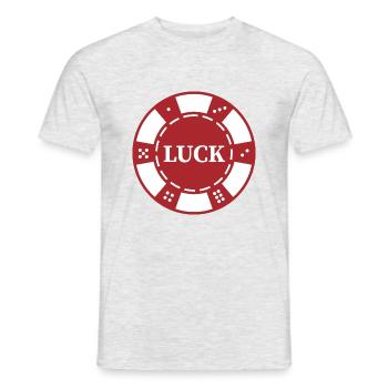 "LUCK" Casino-Chip - Red Chip for Poker players - Men's T-Shirt - heather grey - Front - AI Model Male 178 dark (178cm)