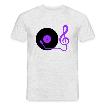 Music clef note mixer party vinyl - Men's T-Shirt - heather grey - Front - AI Model Male 178 dark (178cm)