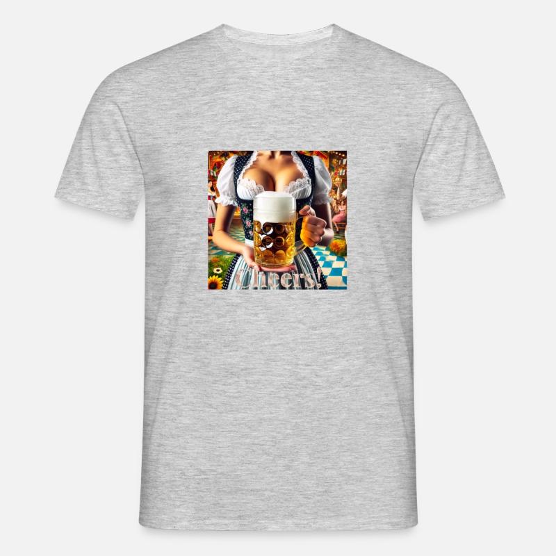 Cheers Bier Dekoltee - Männer T-Shirt - Grau meliert