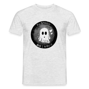 i´m spooky and i know it! - little Halloween Ghost - Männer T-Shirt - Grau meliert - Vorne - AI Model Male 178 dark (178cm)
