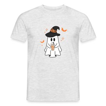 Pumpkin Latte Ghost - Men's T-Shirt - heather grey - Front - AI Model Male 178 dark (178cm)