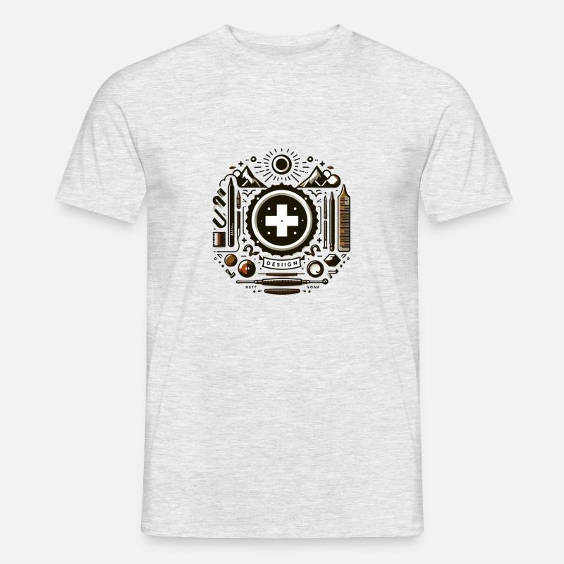Elemente Frei mit Schweizerkreuz - Männer T-Shirt - Grau meliert