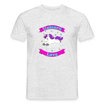 Unicorn Love – Süßes Einhorn-Design - Männer T-Shirt - Grau meliert - Vorne - AI Model Male 178 dark (178cm)