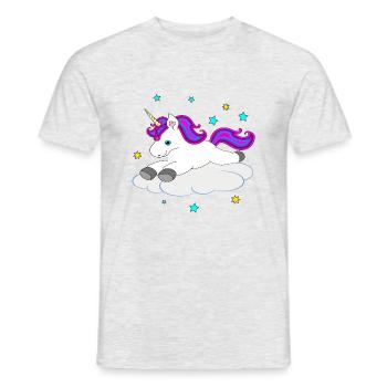 Süßes Einhorn auf Wolke - Männer T-Shirt - Grau meliert - Vorne - AI Model Male 178 dark (178cm)