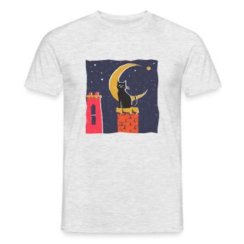 katze dach2 - Männer T-Shirt - Grau meliert - Vorne - AI Model Male 178 dark (178cm)