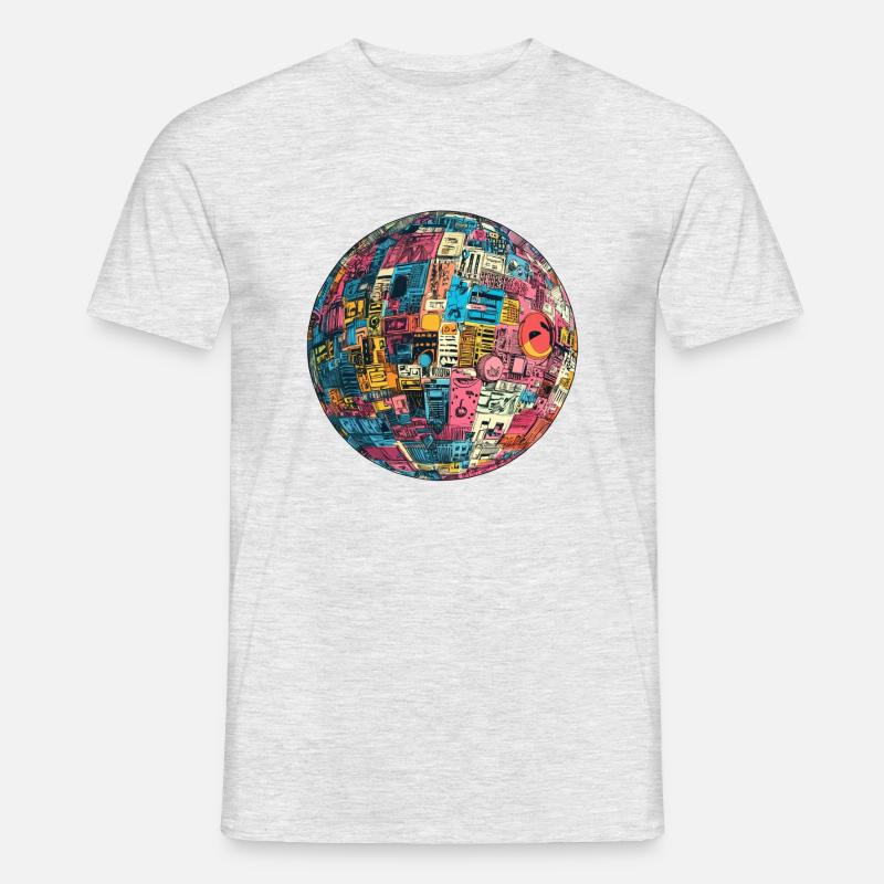Retro-Future Sphere: Technicolor Vision! - Männer T-Shirt - Grau meliert