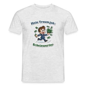 Mein Traumjob: Scheinwerfer - Witziges Wortspiel - Männer T-Shirt - Grau meliert - Vorne - AI Model Male 178 dark (178cm)
