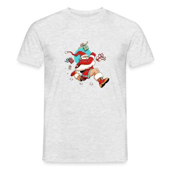 Läufer Weihnachtsmann - Männer T-Shirt - Grau meliert - Vorne - AI Model Male 178 dark (178cm)