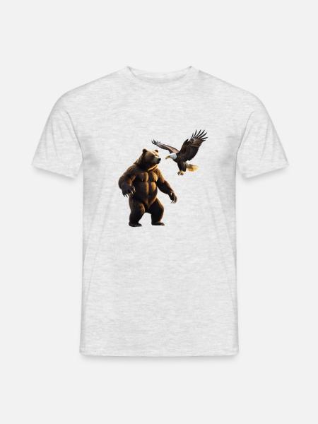 Bär und Adler - Männer T-Shirt - Grau meliert