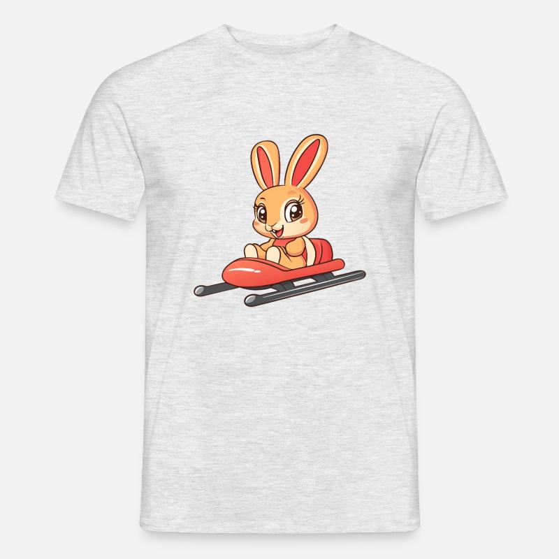hase schlittenfahrt - Männer T-Shirt - Grau meliert