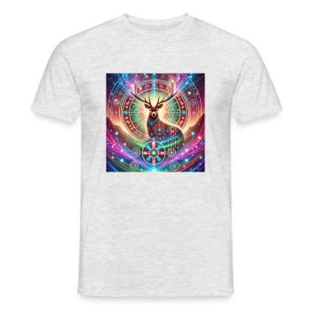 Krafttier Hirsch - Männer T-Shirt - Grau meliert - Vorne - AI Model Male 178 dark (178cm)