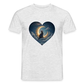 Die Katze im Mond - Männer T-Shirt - Grau meliert - Vorne - AI Model Male 178 dark (178cm)