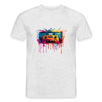 Cassette design rétro - T-shirt homme - gris chiné - Devant - AI Model Male 178 dark (178cm)