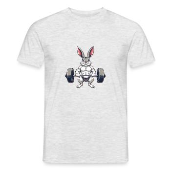 Muskulöser Hase beim Training - Männer T-Shirt - Grau meliert - Vorne - AI Model Male 178 dark (178cm)