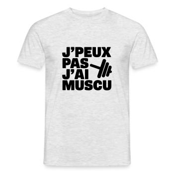 musculation, muscu, sport - T-shirt homme - gris chiné - Devant - AI Model Male 178 dark (178cm)