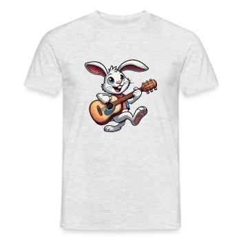Bande dessinée de guitare de lapin - T-shirt homme - gris chiné - Devant - AI Model Male 178 dark (178cm)